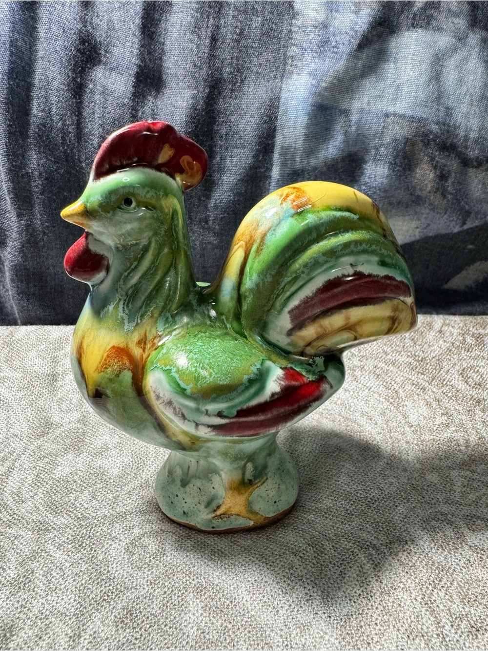 Rare Vintage Signed Wolfe Studio Pottery Ceramic Rooster Figurine - 5.75"